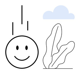 smiling face with downward motion lines next vector image