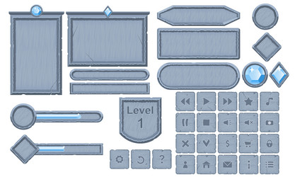 stone ui game frame set vector image