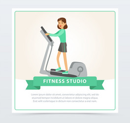 Woman Using Elliptical Trainer Vector Image