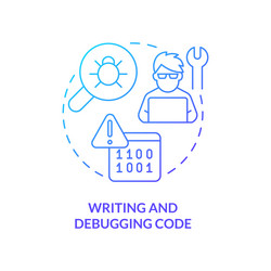 writing and debugging code blue gradient concept vector image