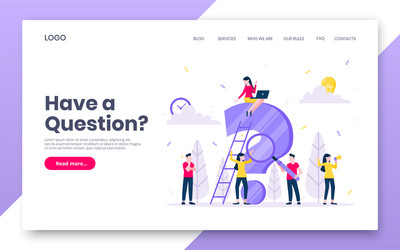 faq or q and a internet landing page concept web vector image