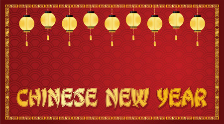 happy new year background design with lanterns vector image