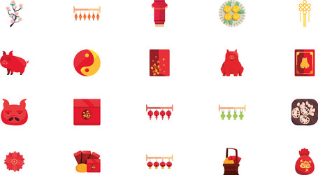 isolated chinese icon set design vector