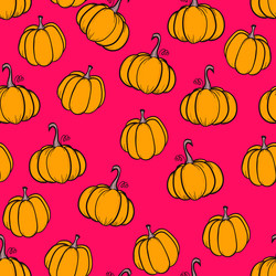 seamless pattern with pumpkins on color background vector image