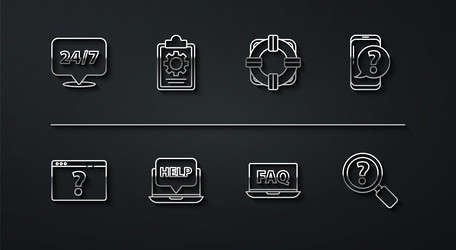 set line clock 24 hours browser with question vector image