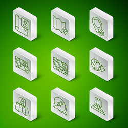set line folded map with location marker push pin vector image