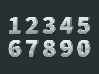 Silver 3D Metallic Numbers - Shiny & Realistic vector image