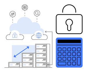 cloud data security with scalable server vector image