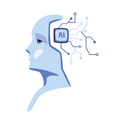 digital ai robot head and brain circuit vector image
