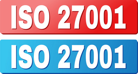 iso 27001 text on blue and red rectangle buttons vector