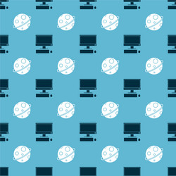 set computer monitor with keyboard and mouse vector image
