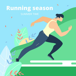 Banner running season summer time lettering vector