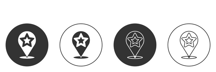 black map pointer with star icon isolated on white vector image