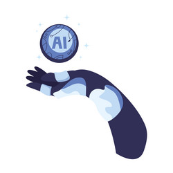 digital ai chip in a robot hand vector image