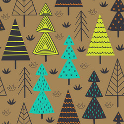 seamless pattern with spruces in the forest vector image