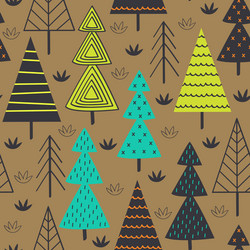 seamless pattern with spruces in the forest vector