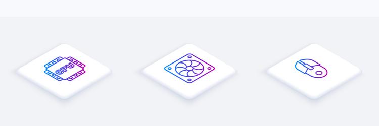 set isometric line processor with cpu computer vector image