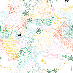 treasure map pattern repeat colorful background vector image