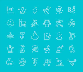 Set line icons robots vector