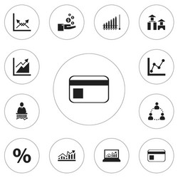 set of 12 editable statistic icons includes vector image