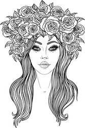 Bohemian Asian Goddess Vector Image