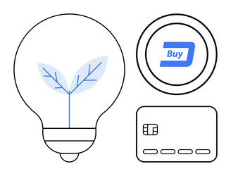 lightbulb with leaf buy button and credit card vector image