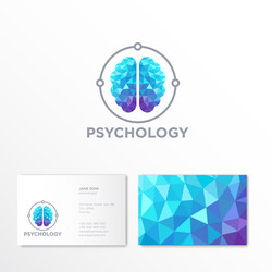 Logo psychologist crystal brain emblem vector