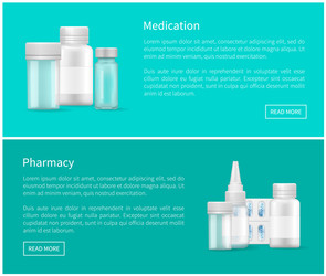 medication and pharmacy web posters blank capsules vector