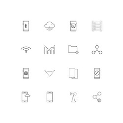 network and database linear thin icons set vector image