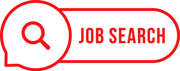 red thin line job search button vector