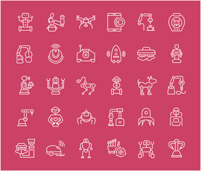 set line icons robots vector image