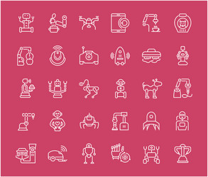 Set line icons robots vector