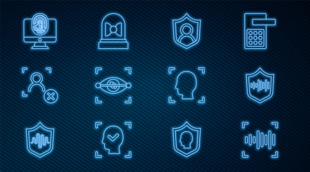 set line voice recognition shield user vector image