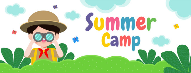 summer camp banner template background kids scout Vector Image