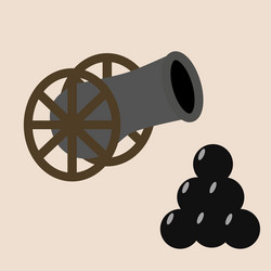 cannon with cores on a beige background Vector Image
