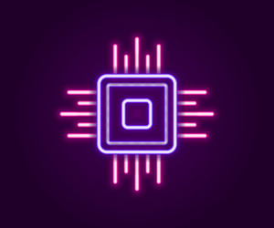 glowing neon line computer processor vector image