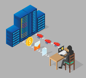 Hacker Attacks Server Isometric vector image