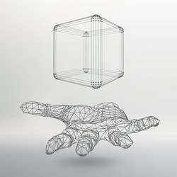 cube of lines and dots on the arm hand vector image