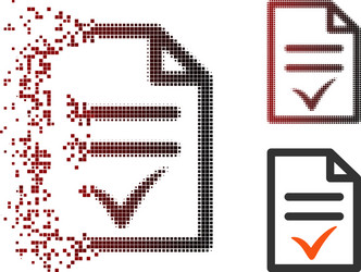 dissolving pixel halftone valid document icon vector image