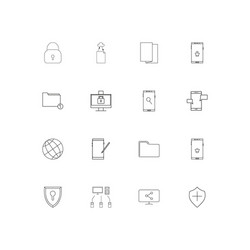 network and database linear thin icons set vector image