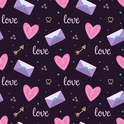 Seamless pattern with heart and envelope vector