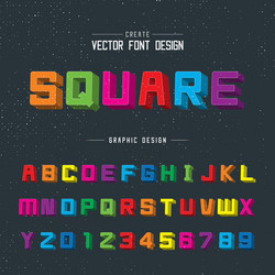 3d font color and alphabet writing square vector image