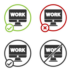 black computer monitor with text work icon vector image