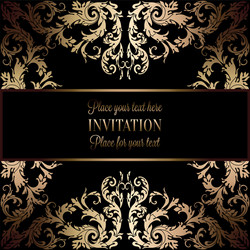 Elegant Gold Wedding Invitation Vector Image