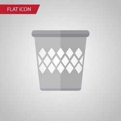 isolated bin flat icon trashcan element vector image