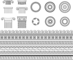 Greek round border circle meander frame Royalty Free Vector