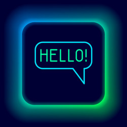 glowing neon line hello in different languages vector image