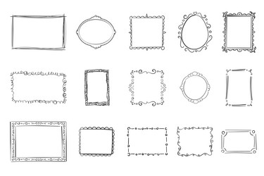 Rectangular hand drawn ornate frames set Vector Image
