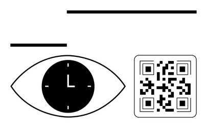 eye with clock and qr code highlighting time vector image