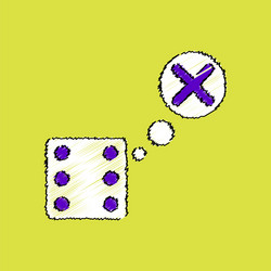 flat shading style icon dice and x mark vector image